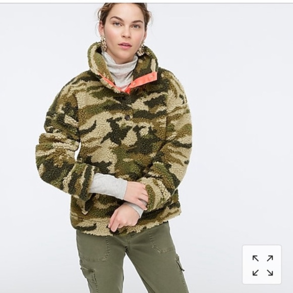 J. Crew Vintage Fleece Sherpa Camo Popover